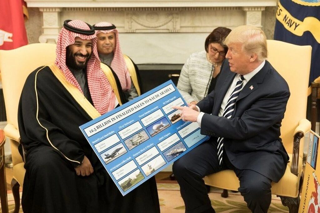 Präsident Donald J. Trump mit dem saudischen Kronprinzen Mohammed bin Salman bei einem Treffen im Oval Office des Weißen Hauses